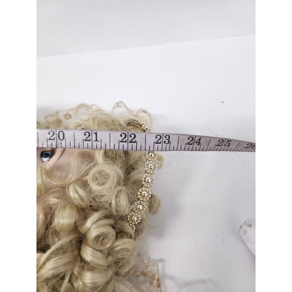 VINTAGE Animated Angel Doll Blonde Hair Lace Dress Movable Arms Shelf Sitter - Picture 7 of 8